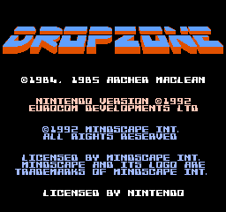 Dropzone title screen for NES